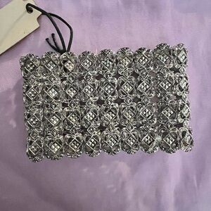 Elegant Silver 2” band bracelet-OS- stretchable -NEW